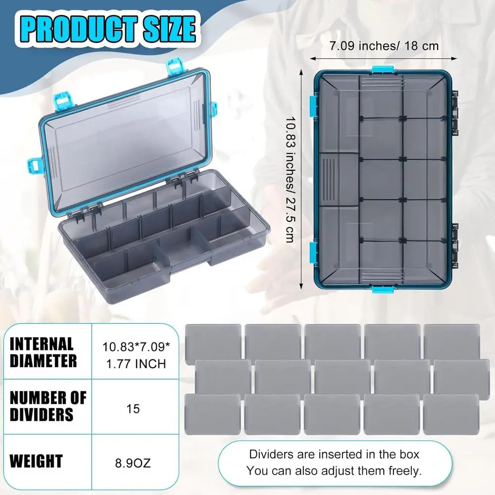 Waterproof Tackle Boxes With 3600 And 3700 Removable Dividers