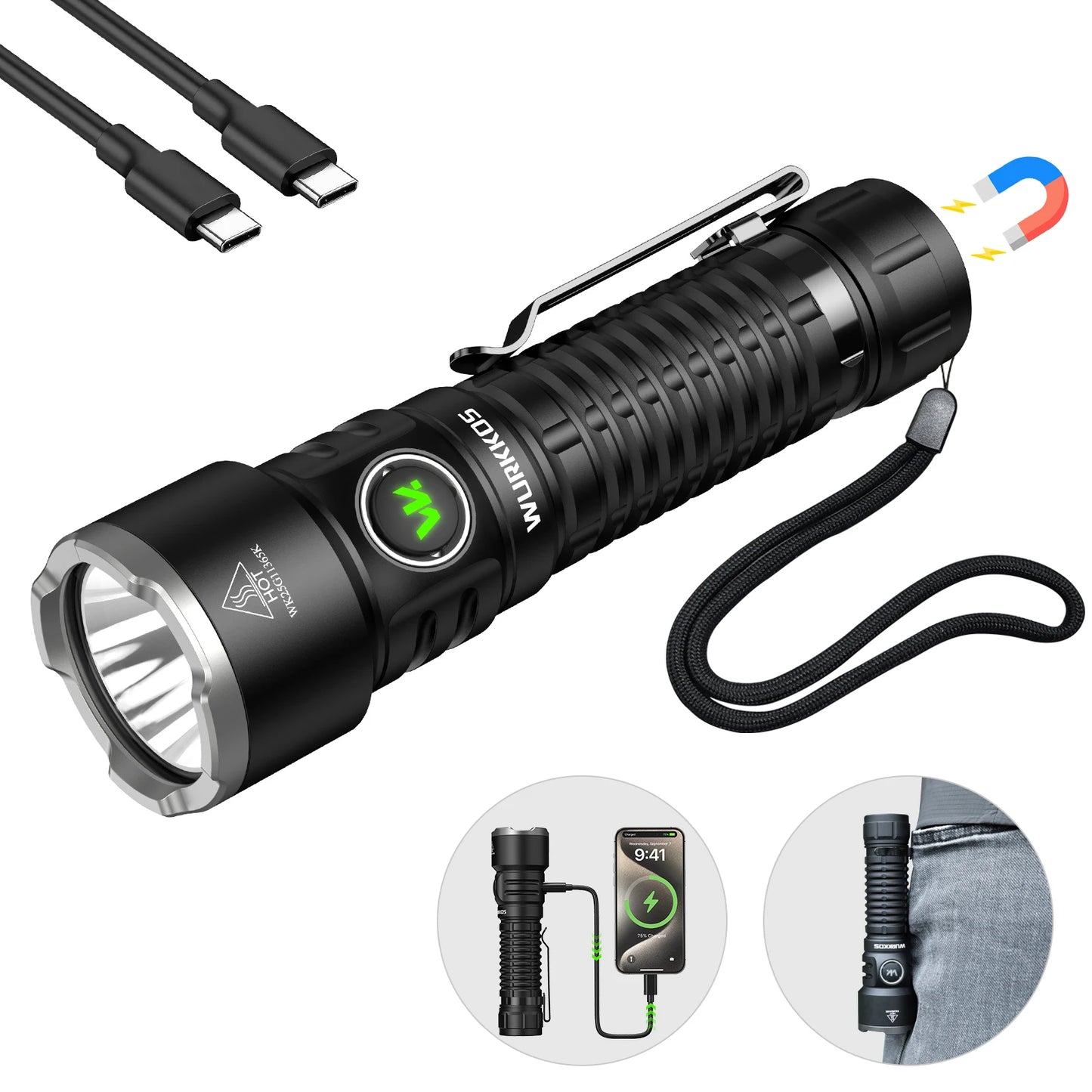 Wurkkos TS28 Mini Tactical Flashlight Rechargeable Long Range Lighting