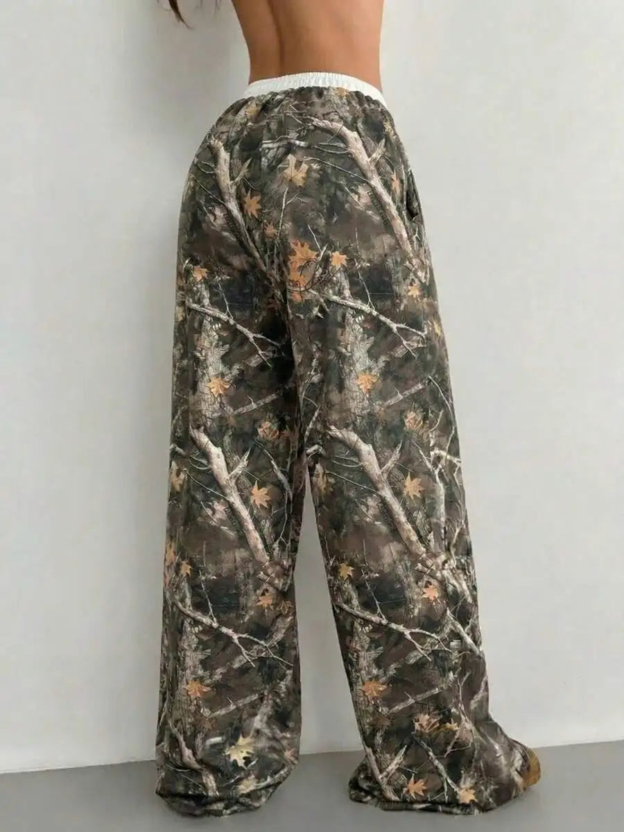 Baggy Camo Sweatpants With Pockets Wide Leg Cargo Joggers