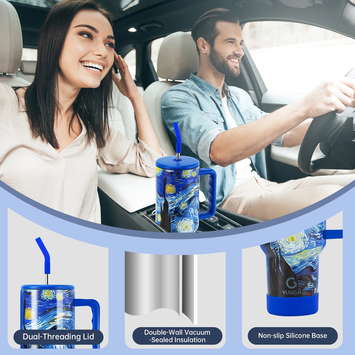 NONEDrinkware Stainless Steel Tumbler With Straw Vacuum Insulated