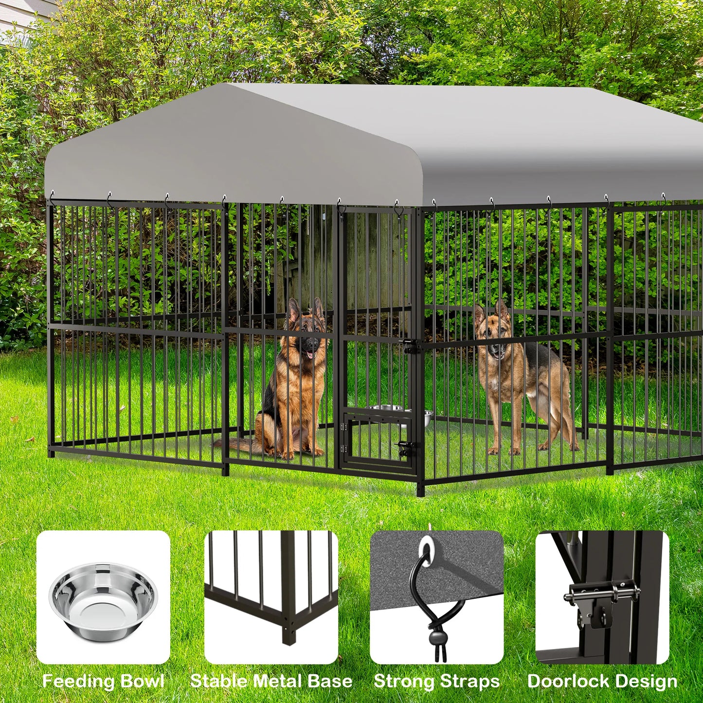 TWISTER.CK Outdoor Dog Kennel With Roof Double Lock UV Resistant