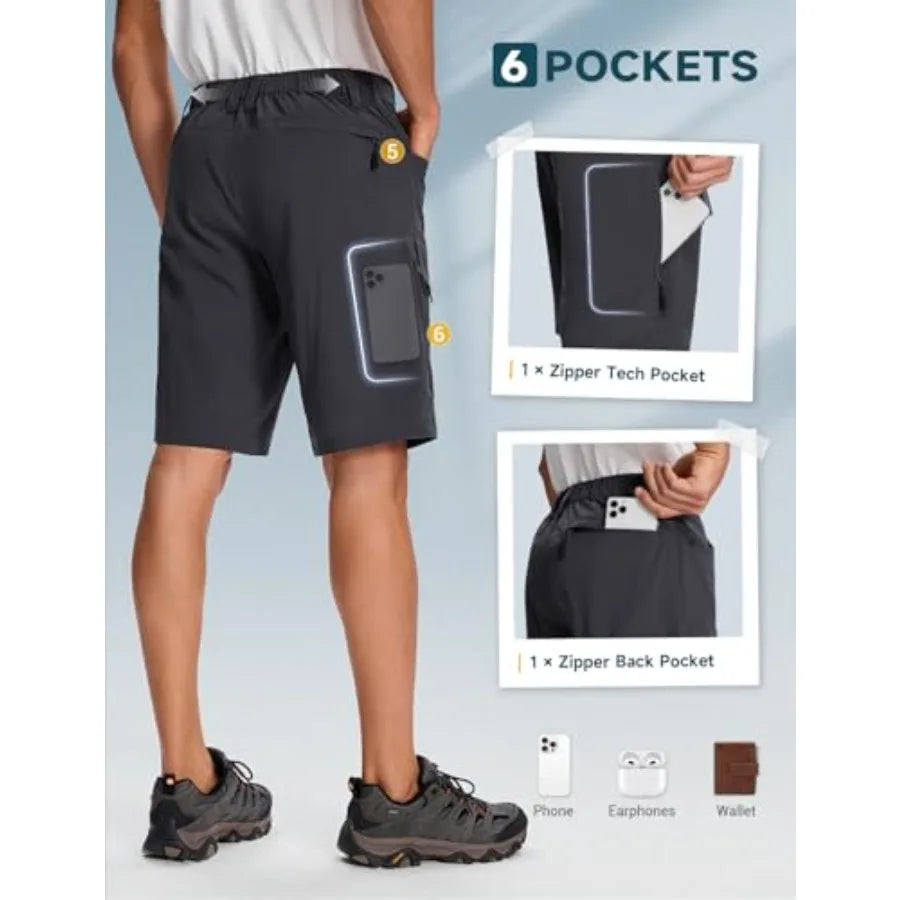 Mens Hiking Shorts With Phone Pocket Lightweight Quick Dry