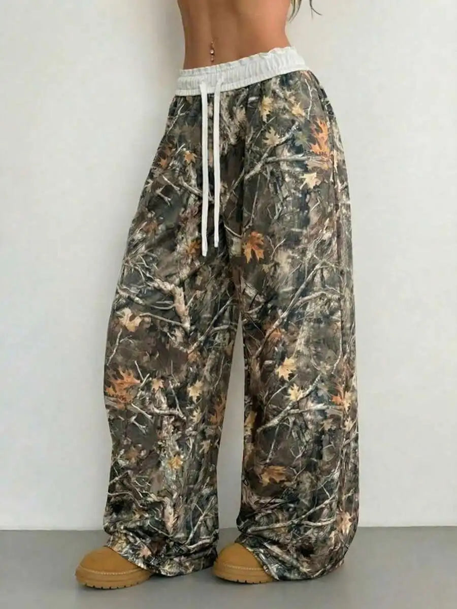 Baggy Camo Sweatpants With Pockets Wide Leg Cargo Joggers