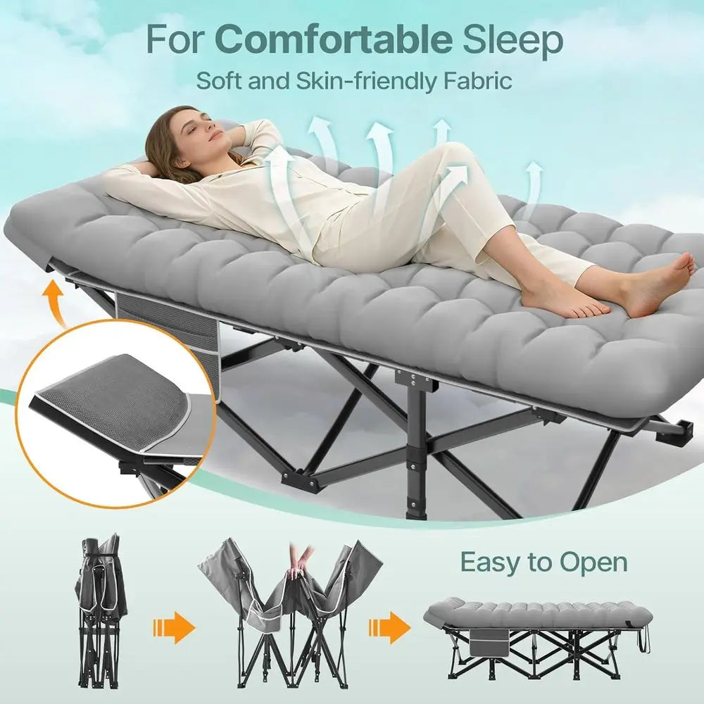 Portable Camping Cot for Adults With Pillow and Mattress