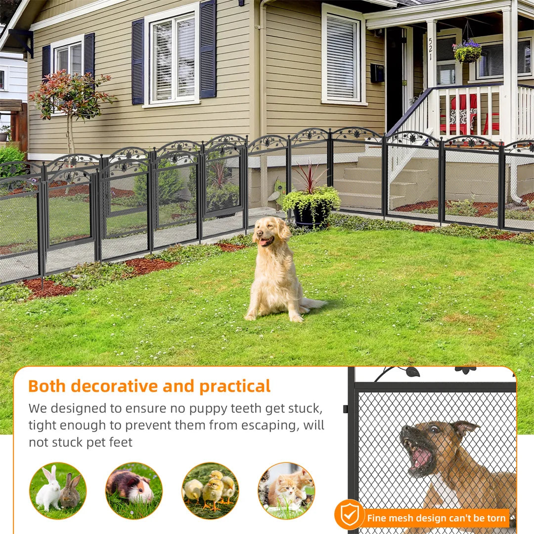 BINGOPAW 8 Panel Heavy Duty Iron Dog Playpen For Indoor Outdoor Use