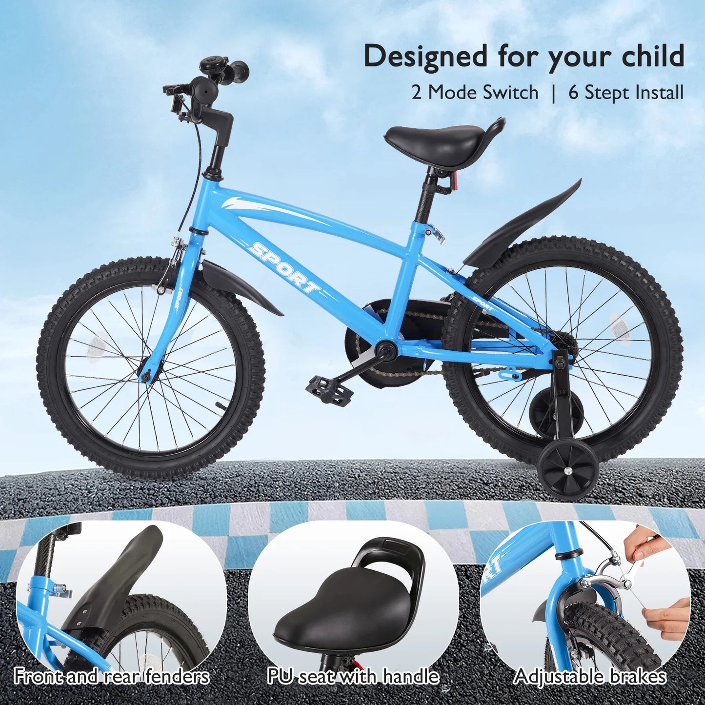 Unisex Kids Bike With Removable Training Wheels For Ages 5-10