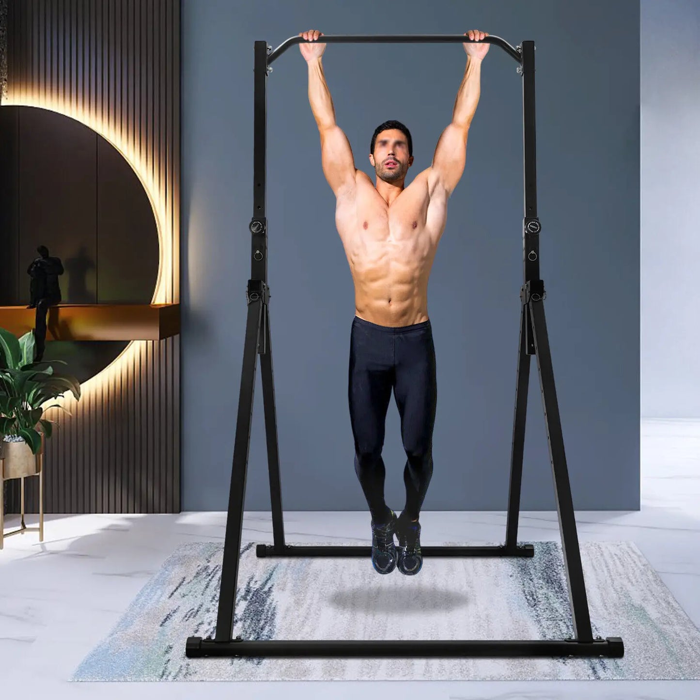 Triangular Pull Up Station Adjustable Height Foldable Strength Training Equipment