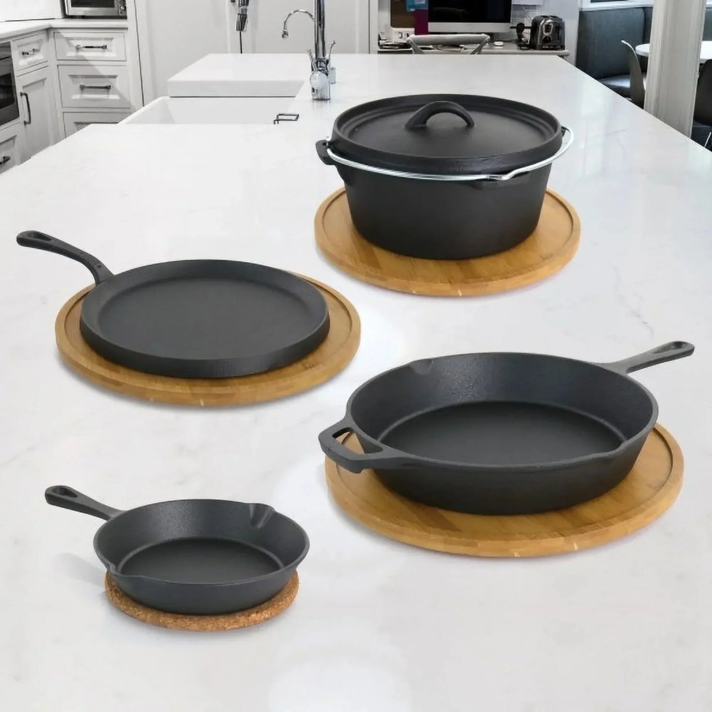 Pre-Seasoned Cast Iron 5-Piece Cookware Set Pots and Pans
