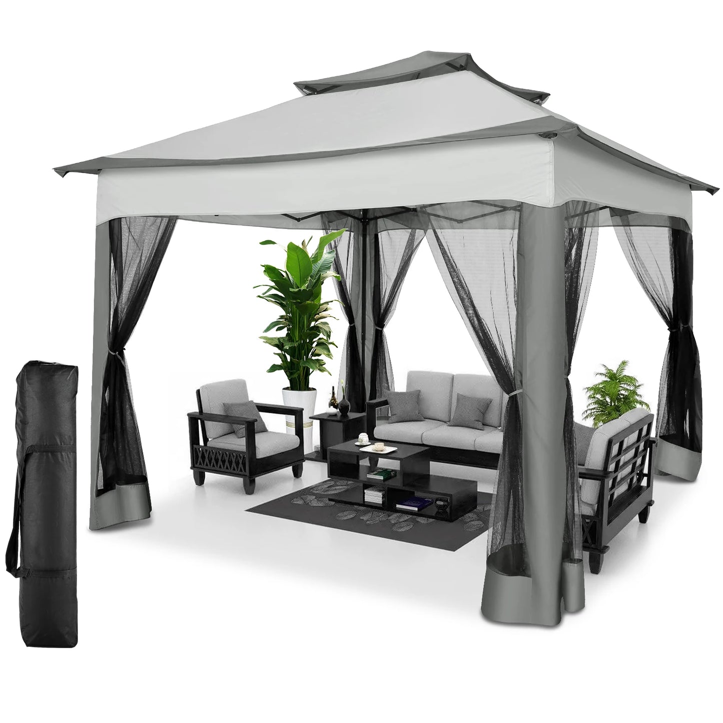 COBIZI Gazebo With Mosquito Netting And Ventilated Roof