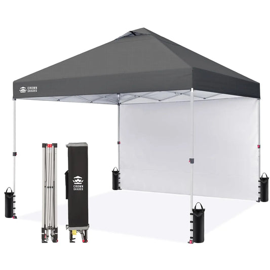 10x10 Pop Up Canopy with 1 Side Wall - Beach Tent with One Push Setup - Outdoor Sun Shade for Events, Parties,, Customized