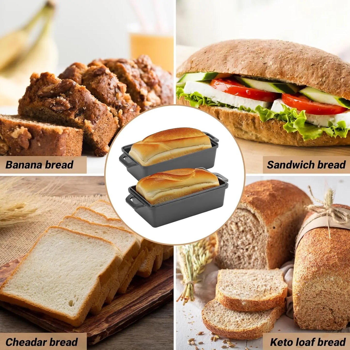 Cast Iron Loaf Pan With Lid For Even Baking Bread Cake Meatloaf