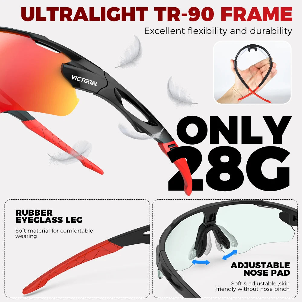 Victgoal Photochromic Cycling Sunglasses UV400 Protection For Athletes