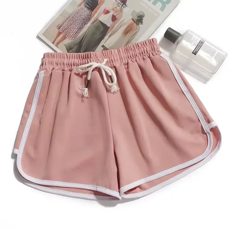 Striped Women's Sports Shorts Korean Casual Summer Wide-Leg