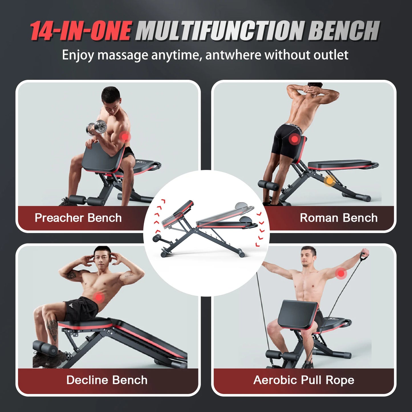 Foldable Dumbbell Bench 14-In-1 Multi-Functional Pre-Assembled
