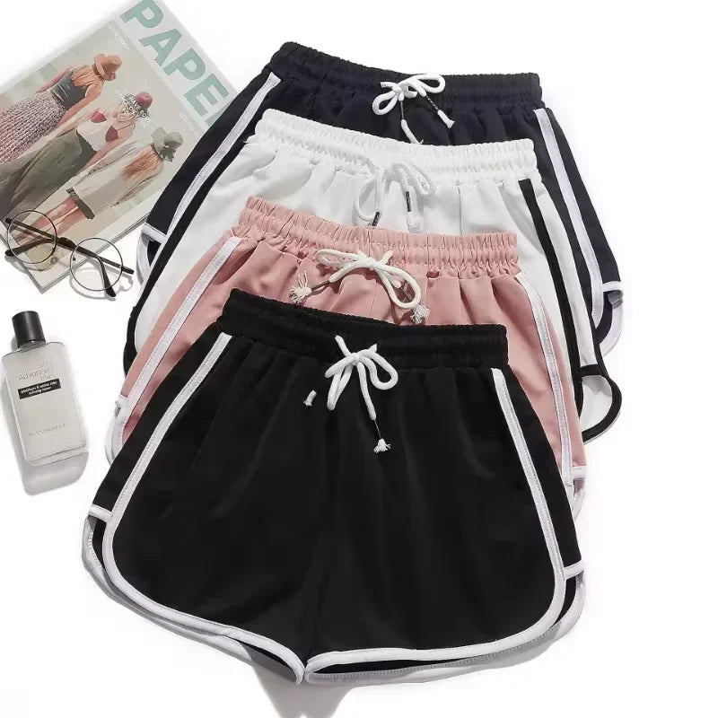 Striped Women's Sports Shorts Korean Casual Summer Wide-Leg