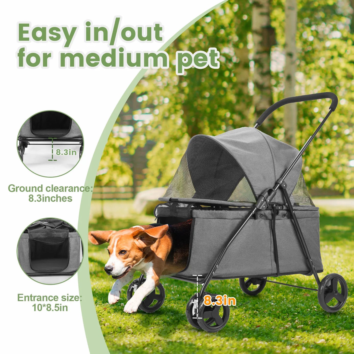 Wedyvko Luxury Pet Stroller With Brakes