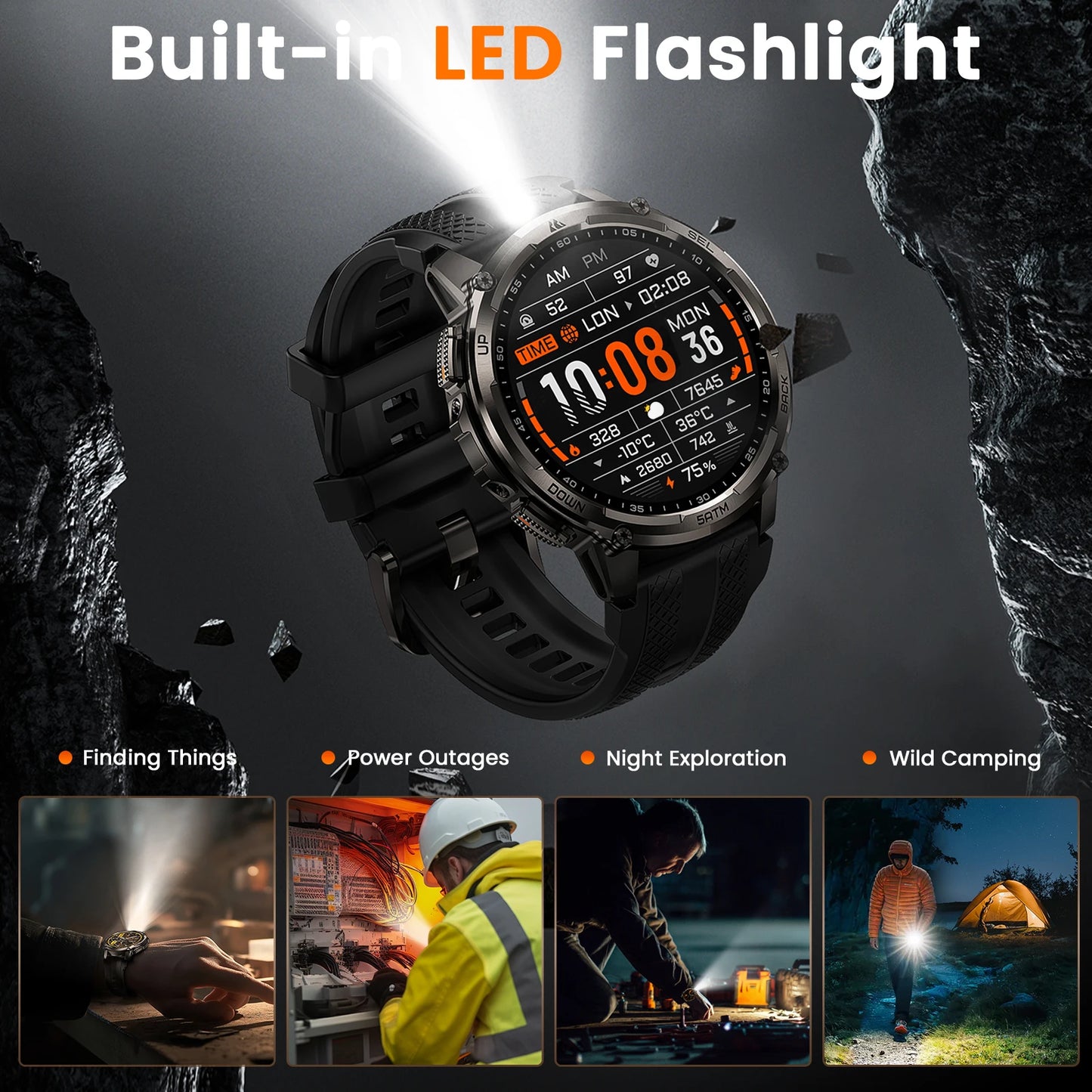 KOSPET Tank T4C Rugged Smartwatch With GPS And Health Tracking