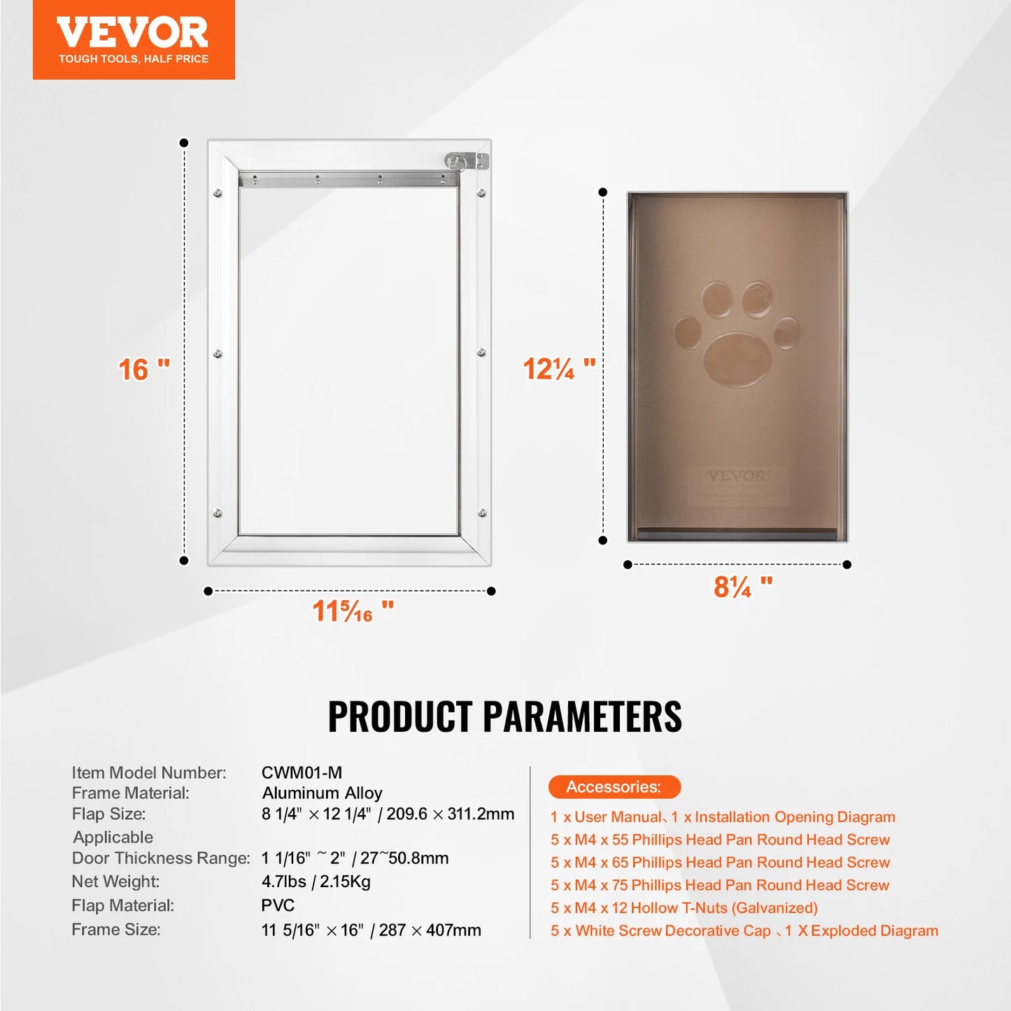 SucceBuy Pet Door Aluminum Frame With Lock And Weatherproof Flap