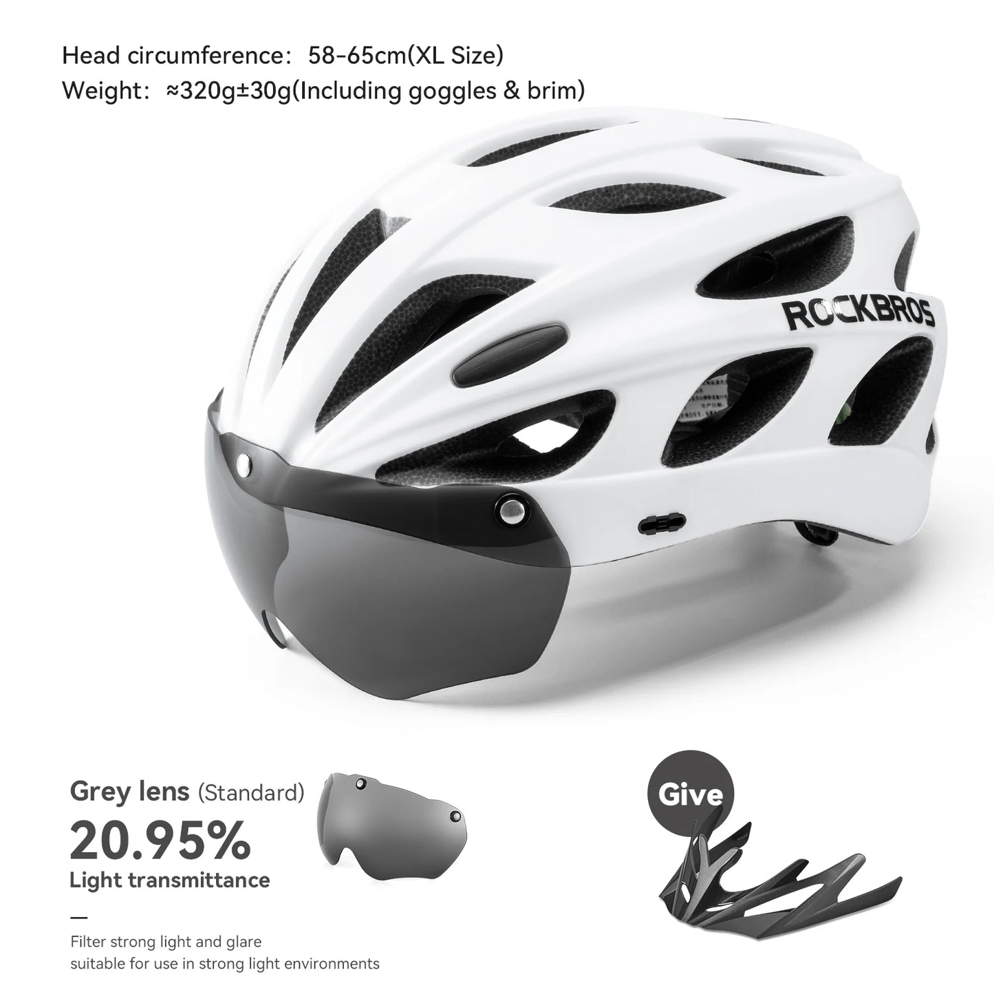 ROCKBROS Cycling Helmet Lightweight Integrated Helmet With Goggles