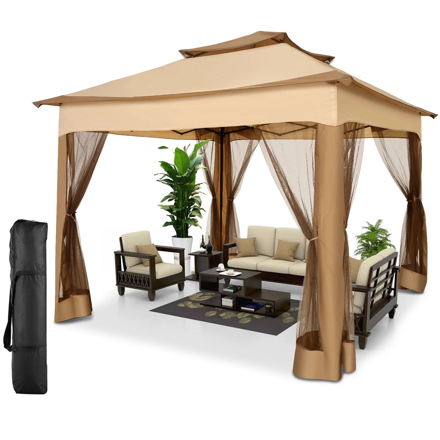 COBIZI Gazebo With Mosquito Netting And Ventilated Roof