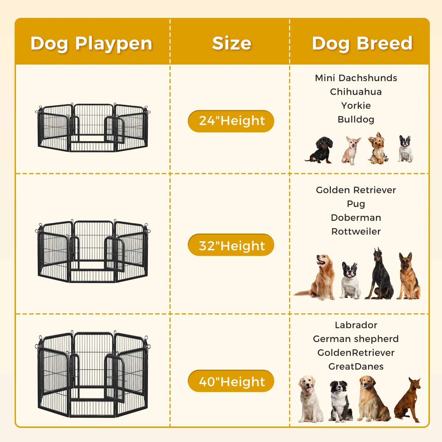 Dog Playpen With Door Foldable Metal Pet Fence Outdoor Indoor