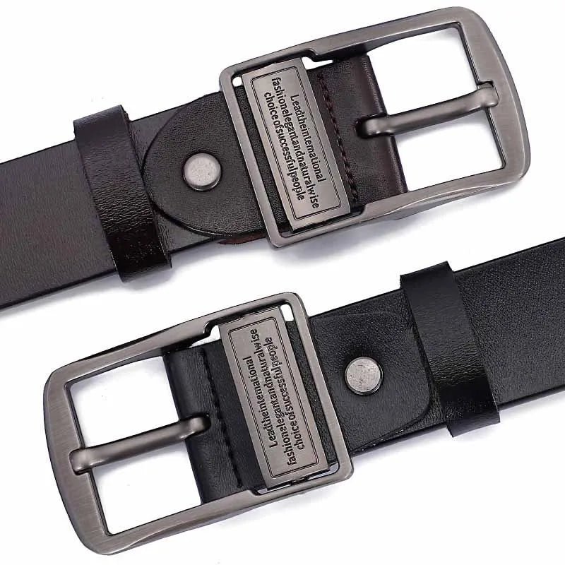 Genuine Cow Leather Mens Belt With Classic Pin Buckle
