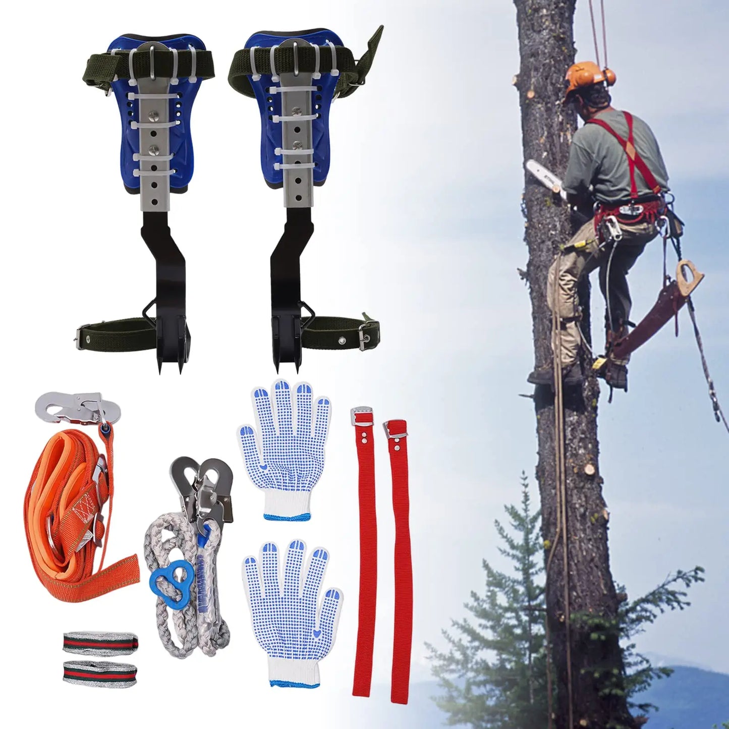 Tree Climbing Spike Set With Adjustable Gear