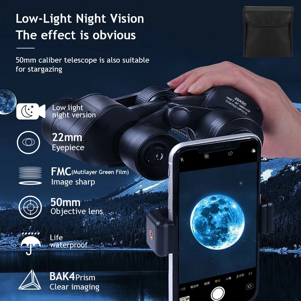 Zoom Binoculars Pro HD BAK4 Prism Day Night Vision Waterproof