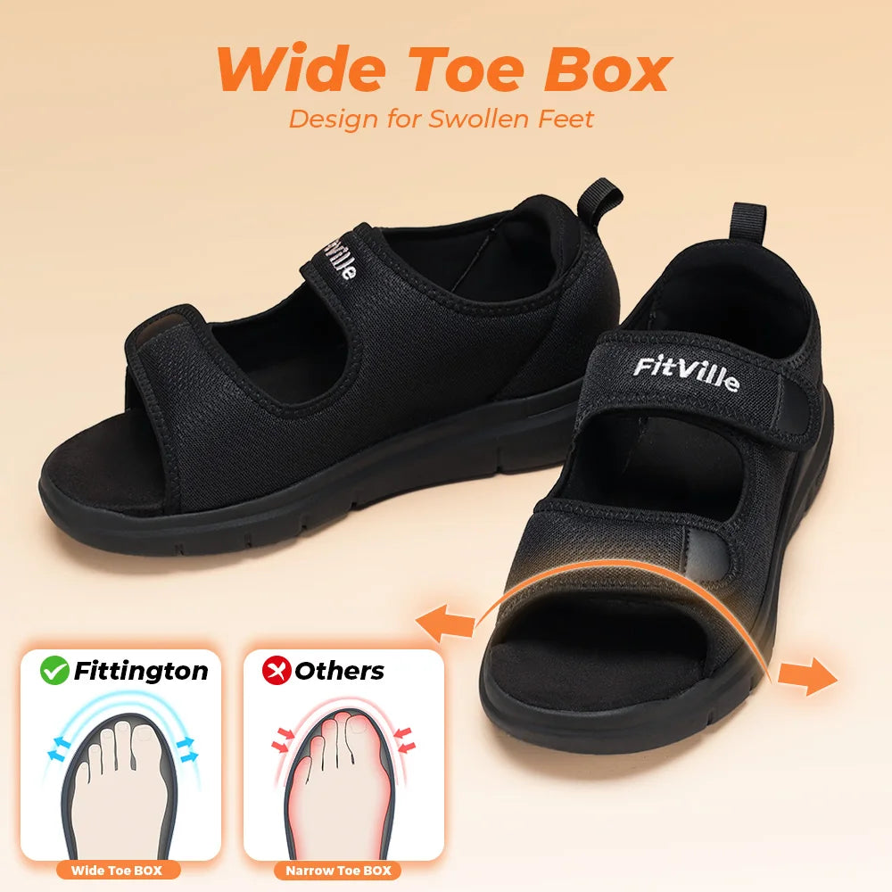 Fittington Men's Diabetic Sandals With Breathable Arch Support Foot Pain Relief