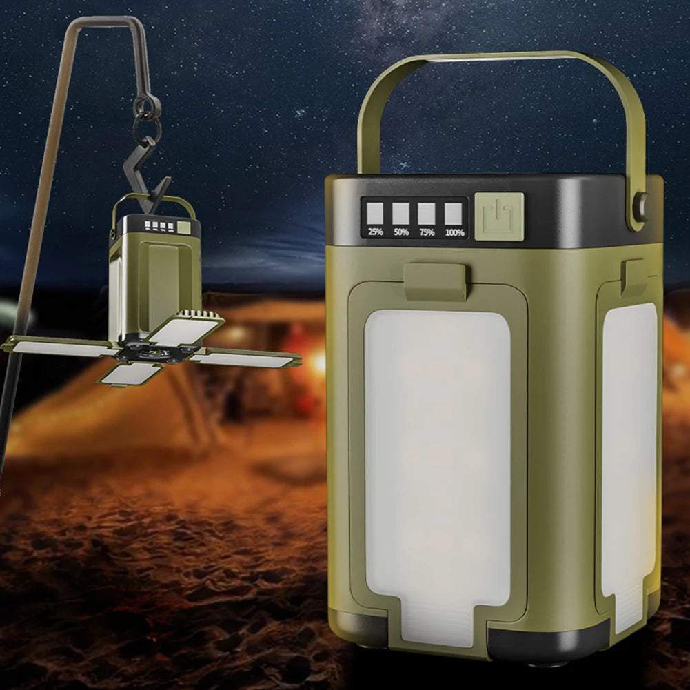 Foldable Camping Lantern With Power Bank Solar Rechargeable