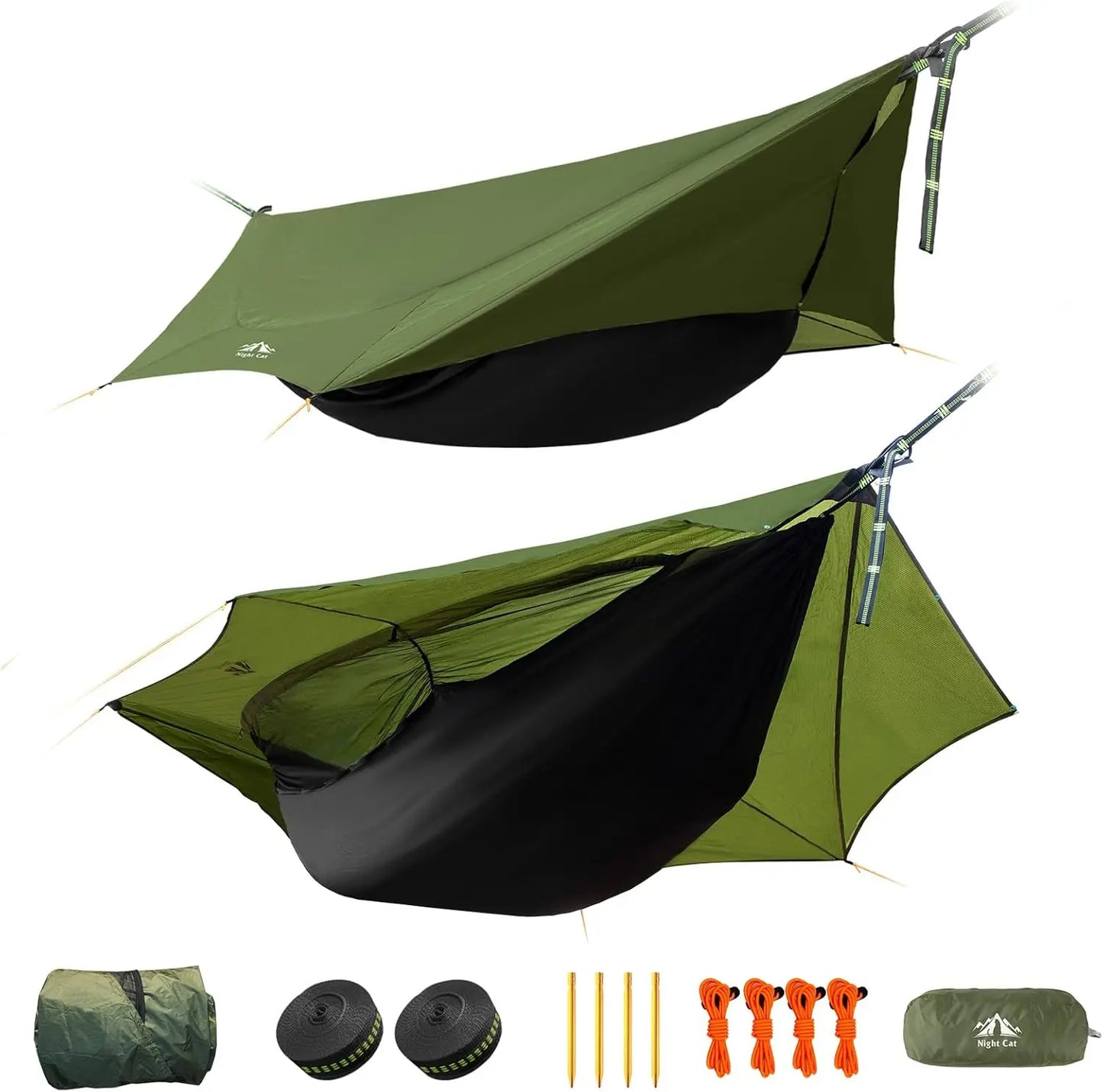 Portable 4-In-1 Camping Hammock Tent With Rain Tarp Mosquito Net