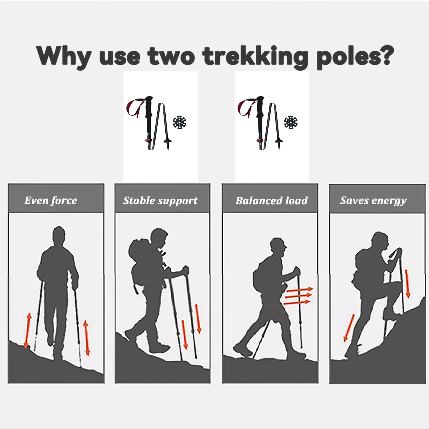 Okhealing Full Carbon Fiber Telescopic Trekking Poles