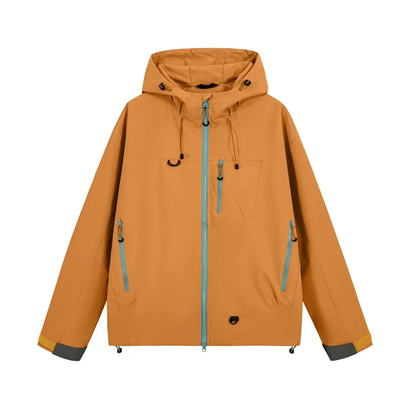 Unisex Waterproof Hooded Hiking Windbreaker Jacket for Outdoor Activities