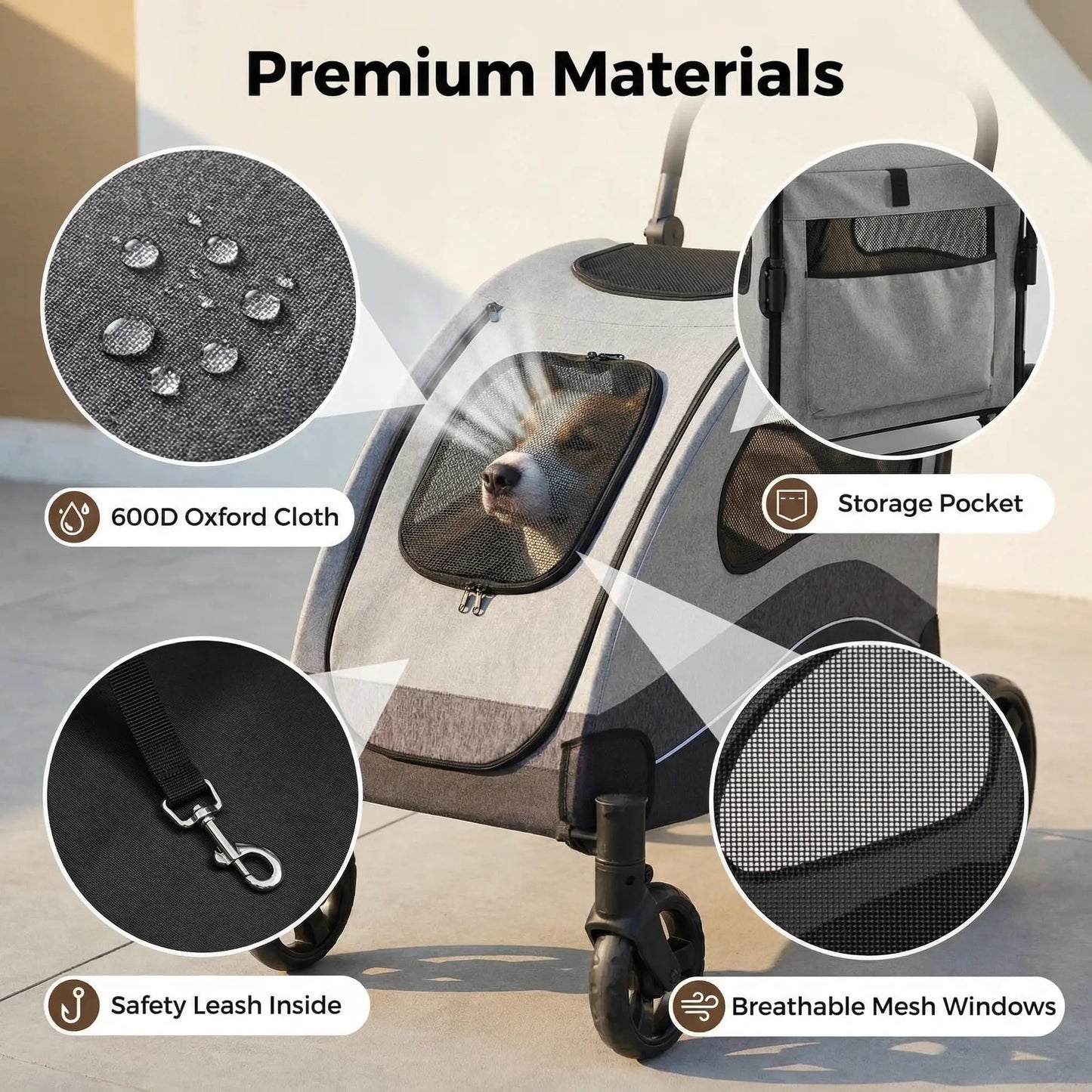 HiMISS Collapsible Dog Stroller Wagon With 360 Degree Swivel
