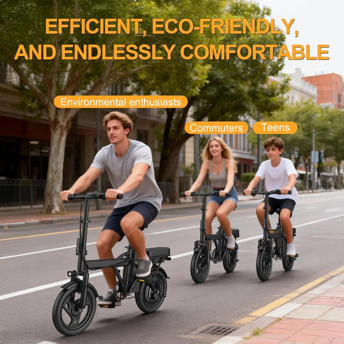 Ladped Foldable Electric Bike 500W Dual Seat Long Range 48V