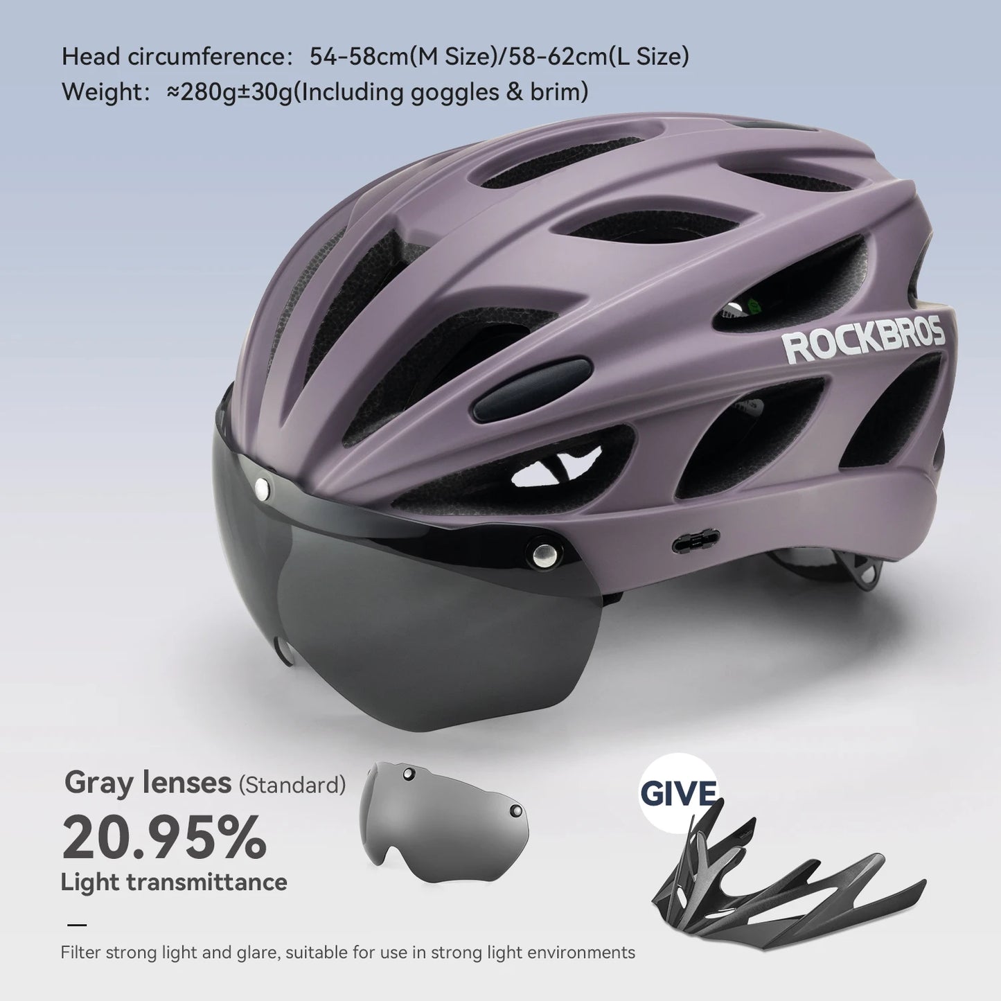 ROCKBROS Cycling Helmet Lightweight Integrated Helmet With Goggles