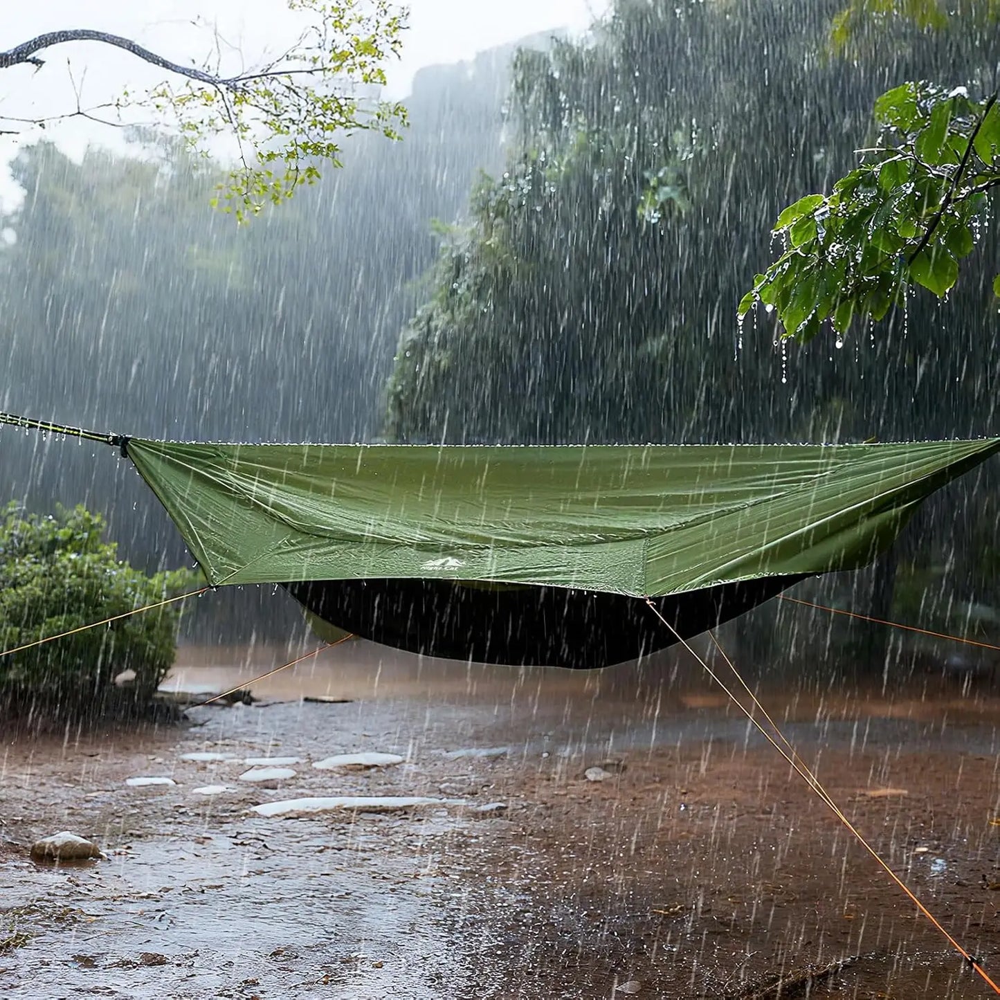 Portable 4-In-1 Camping Hammock Tent With Rain Tarp Mosquito Net