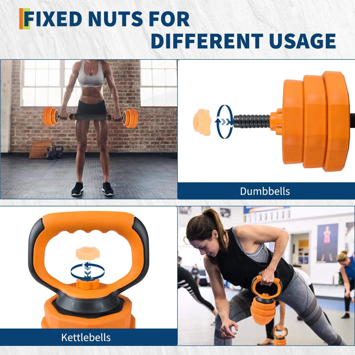 Adjustable Dumbbells 44 Lbs Free Weights Set 4 In 1 Barbell Kettlebells Home Gym