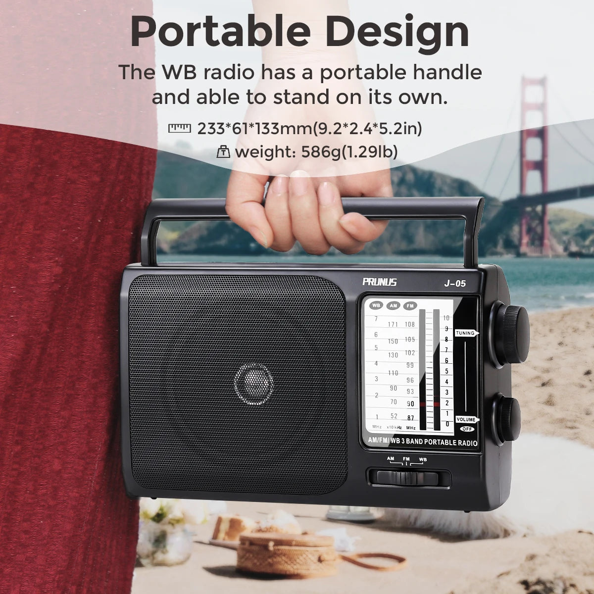 PRUNUS NOAA Weather AM FM Portable Radio With Built In Speaker