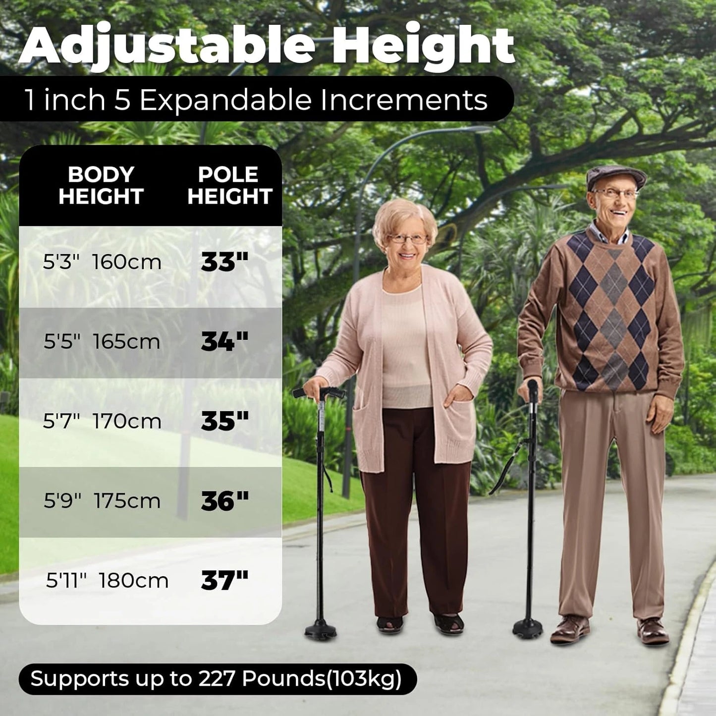 LED Light Folding Walking Cane For Seniors And Adults