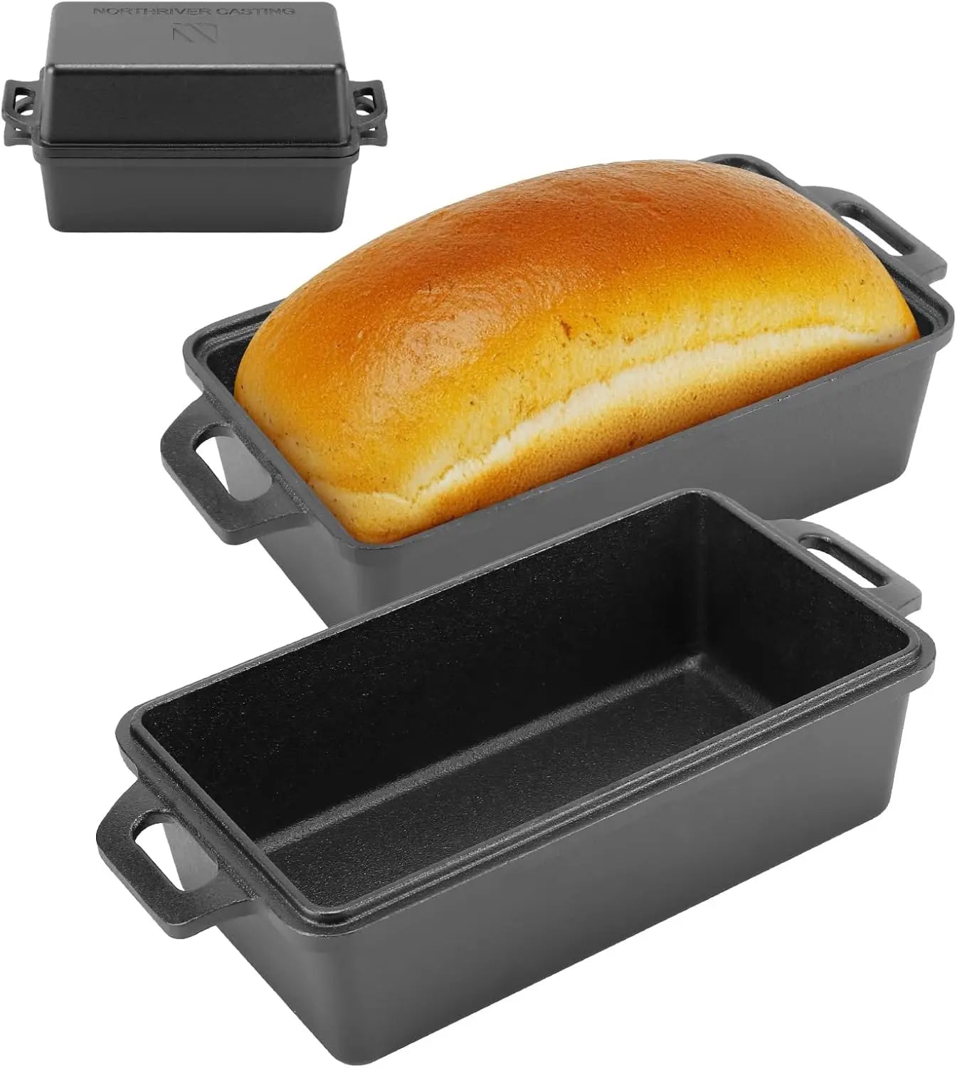Cast Iron Loaf Pan With Lid For Even Baking Bread Cake Meatloaf
