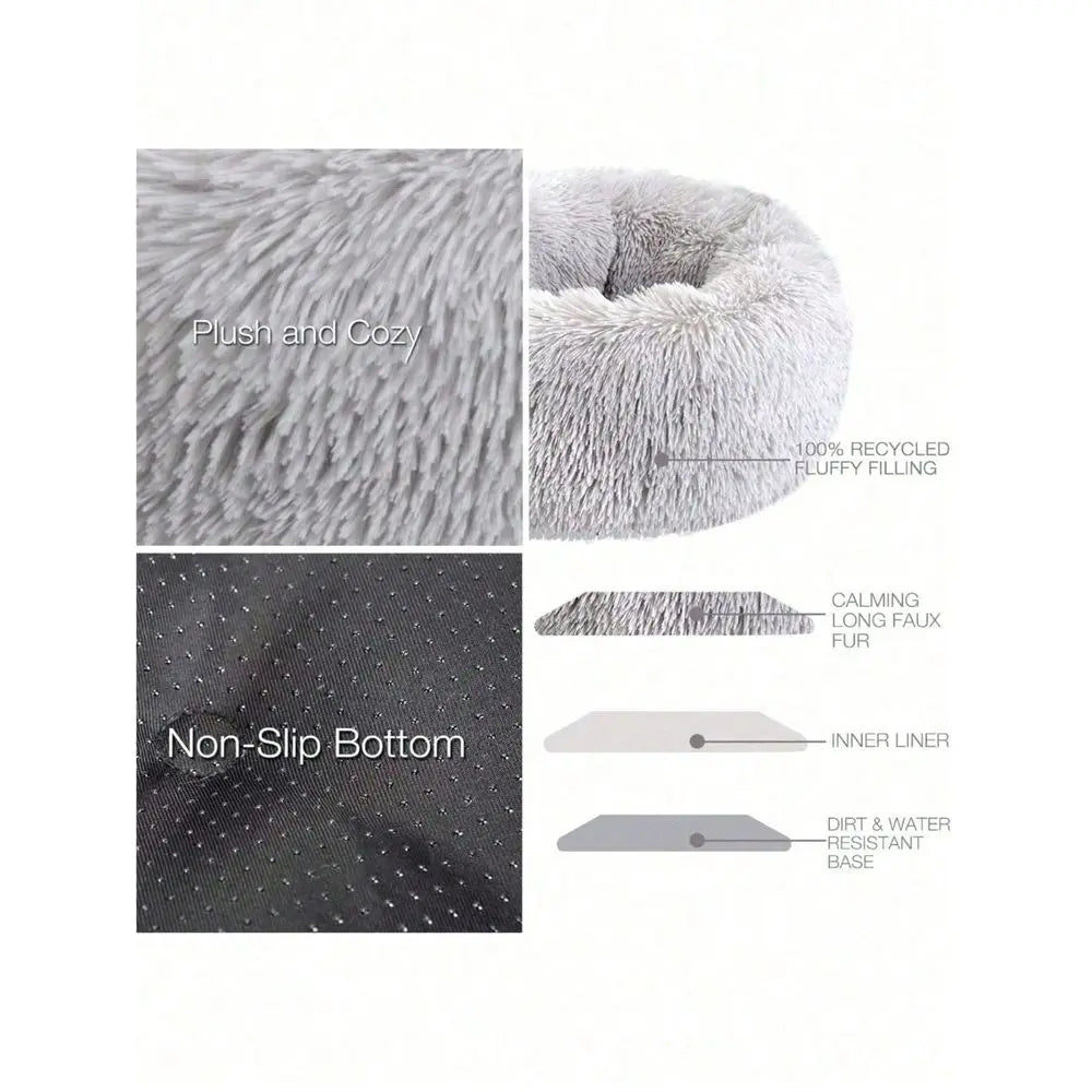Dog Plush Round Bed Breathable Padded Comfort For Pets Cats