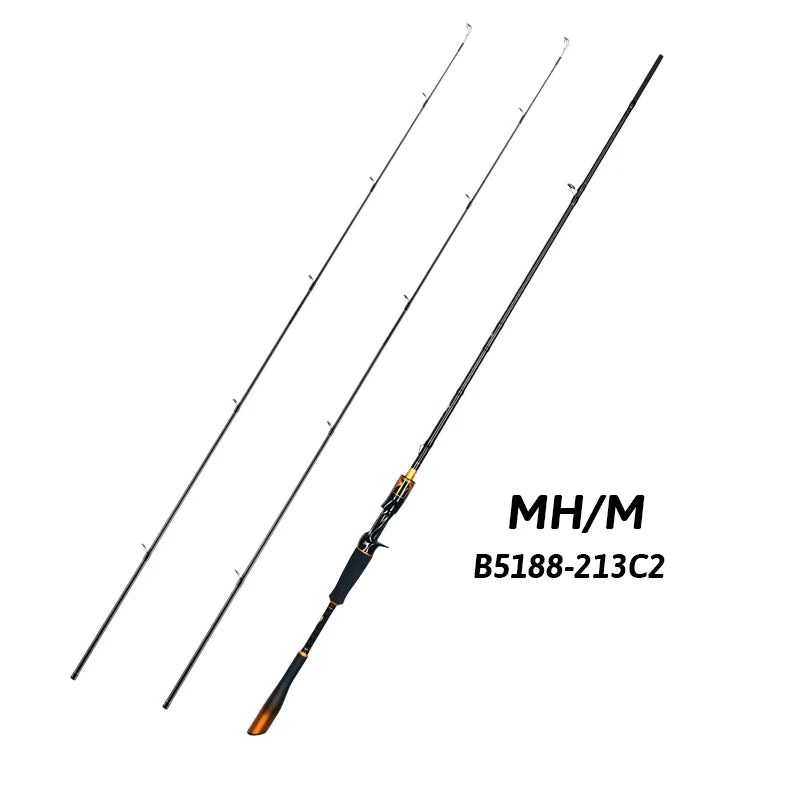BIUTIFU Spinning Casting Rod Fuji Guide 2 Section Carbon