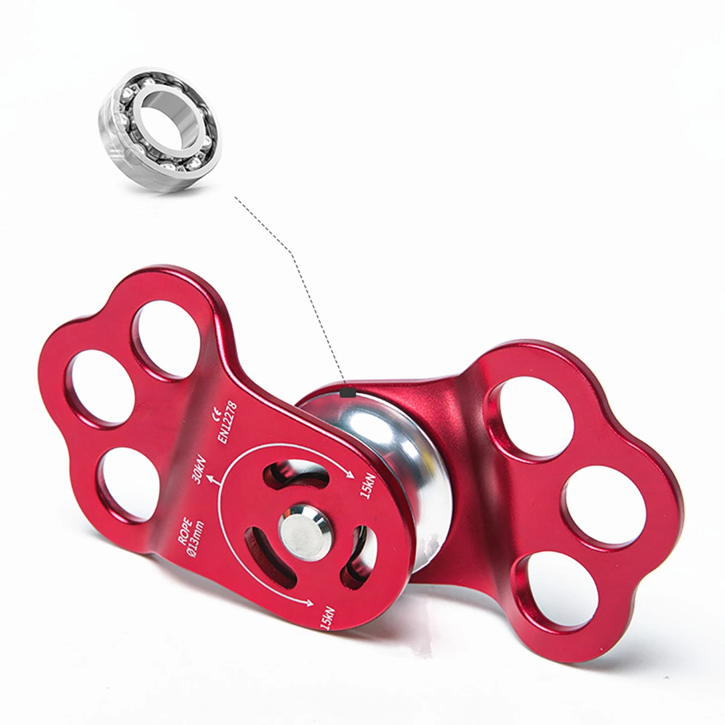Rock Climbing 30kN Three Hole Pulley Bearing 7075 Aviation Aluminum