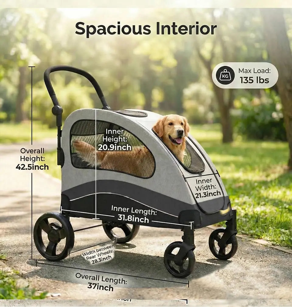 HiMISS Collapsible Dog Stroller Wagon With 360 Degree Swivel