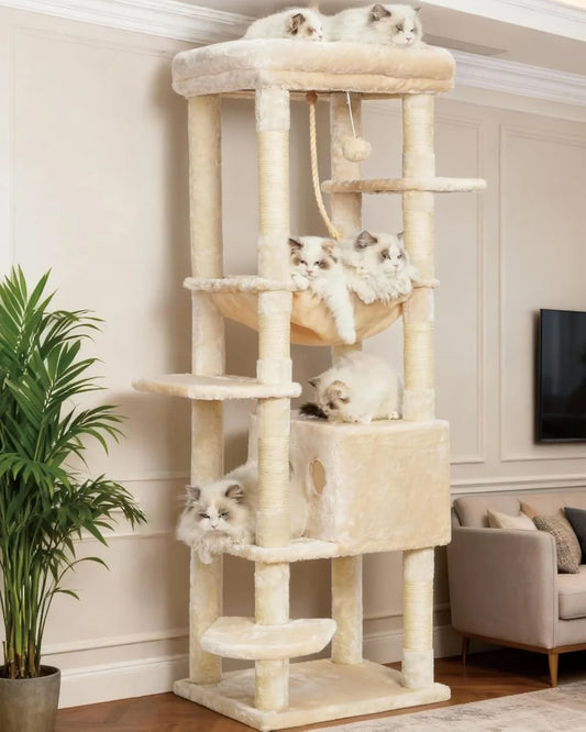 Heybly Cat Tree Multi Level Plush Condo For Indoor Cats