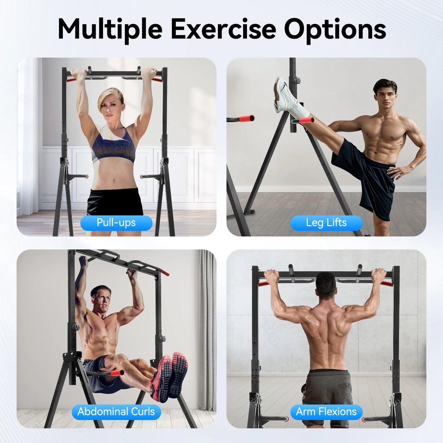 Adjustable Pull Up Bar Foldable Gym Station With Parallel Bars