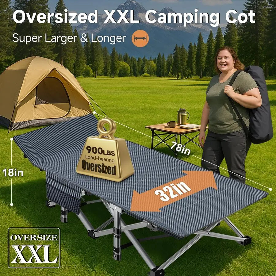 Folding Camping Cot With Mattress Pad And Carry Bag