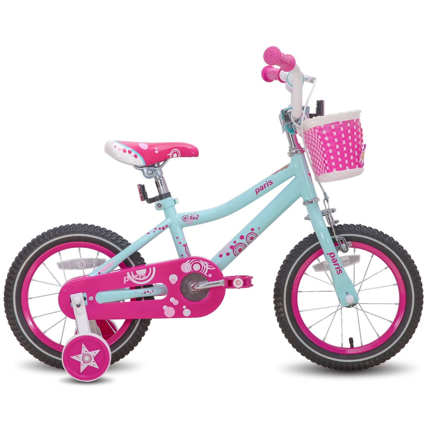 Joystar Kids Bike With Training Wheels Basket Water Bottle Handbrake