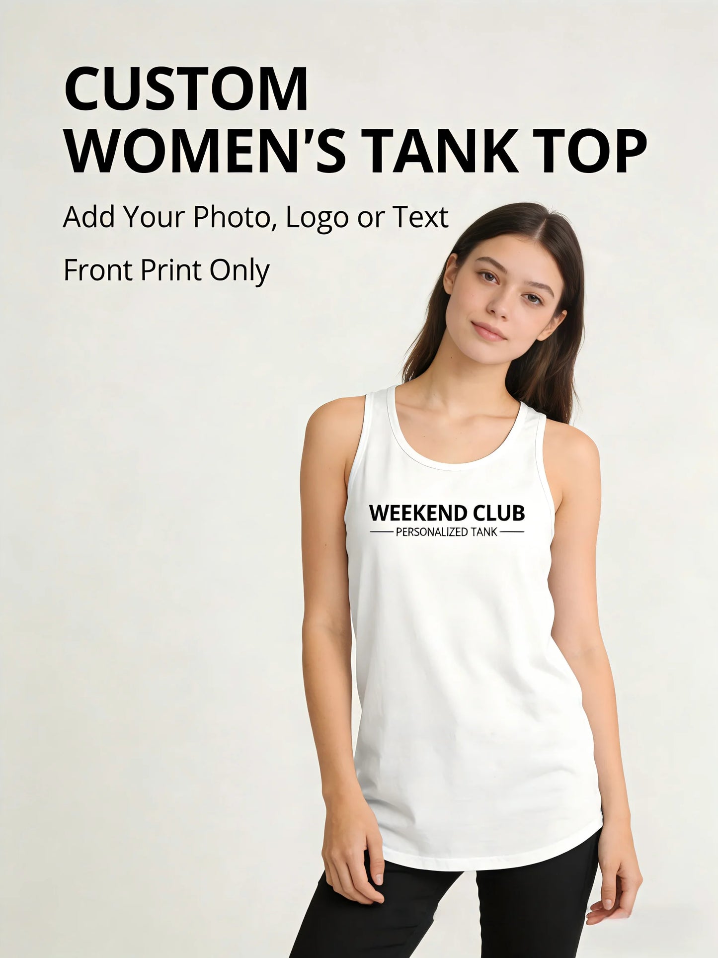 Custom Photo Logo Tank Top for Women, Personalized Sleeveless Shirt
